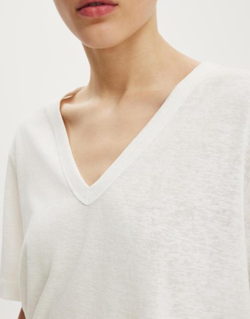 Cotton On The slub v neck tee in white, 3 of 4