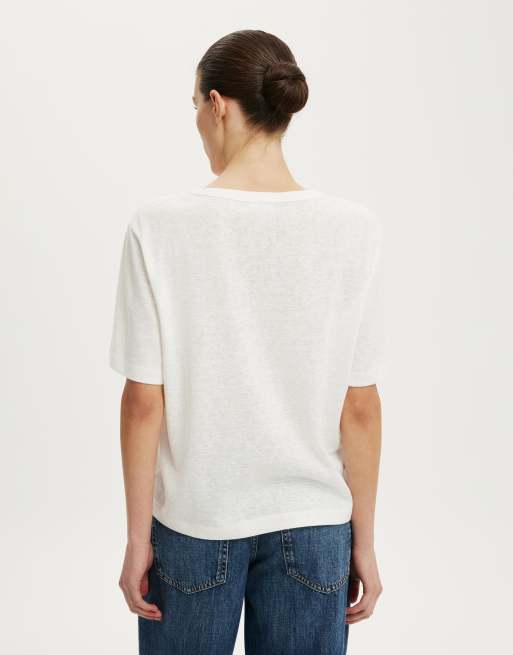Cotton On The slub v neck tee in white, 4 of 4