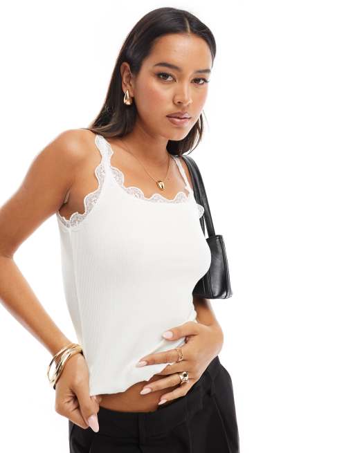 Cotton On Tibby lace trim tank in white