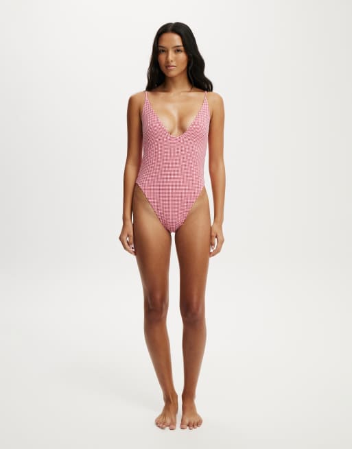 Cotton On Tie back strappy one piece brazilian in red, 3 of 4