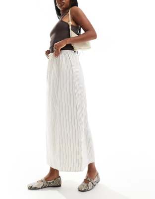 Cotton:On Cotton On tie waist maxi skirt in linen blend stripe