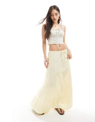 Cotton On Tiered Maxi Skirt In Nude