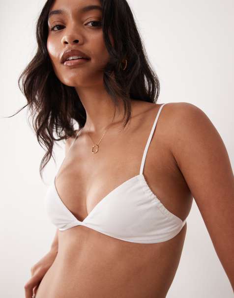 Cotton On tiny cotton triangle bralette in white - view 1