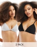 [Cotton:On] Cotton On tiny padded bralet 2 pack-Multi M BLACK GREY MARLE