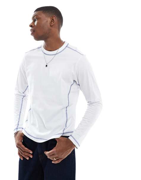Cotton On - Top a maniche lunghe bianco con cuciture a contrasto - view 1