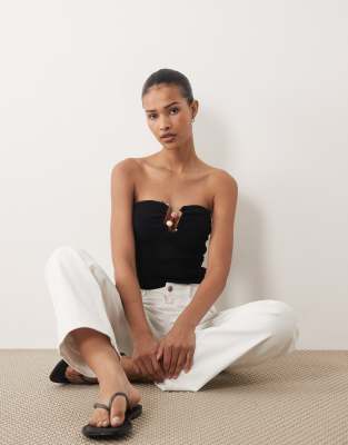 Cotton On - Top bustier en maille avec détails métalliques - Noir