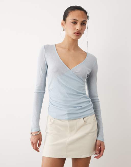 Cotton On - Top cache-cœur à col V - Bleu glacier, 2 de 4