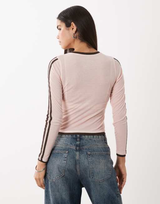 Cotton On - Top en jersey style sport à manches longues et imprimé graphique - Rose, 2 de 4