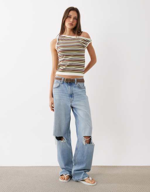 Cotton On - Top en maille à épaules dénudées avec rayures - Vert, 3 de 4