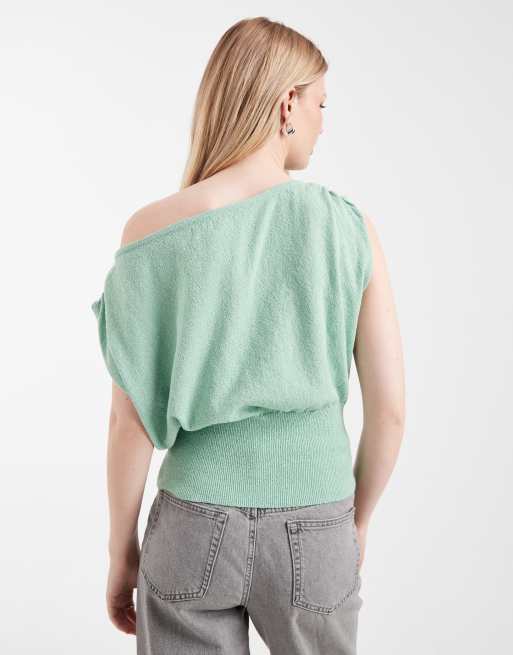 Cotton On - Top en maille texturée à manches chauves-souris courtes - Matcha, 4 de 4