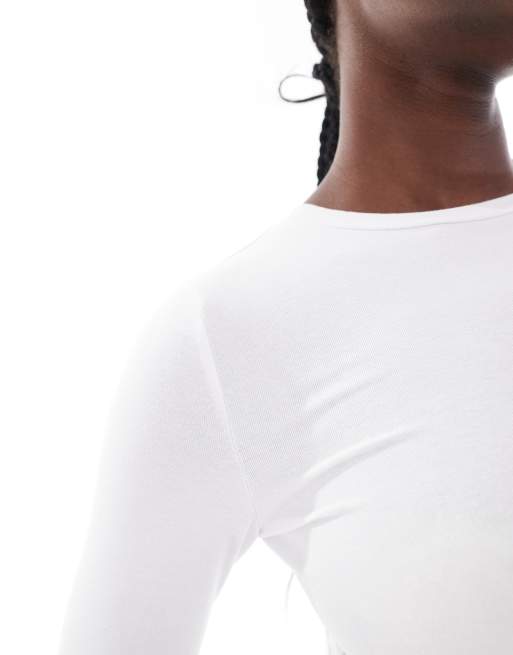 Cotton On - Top girocollo bianco a maniche lunghe, 3 di 4