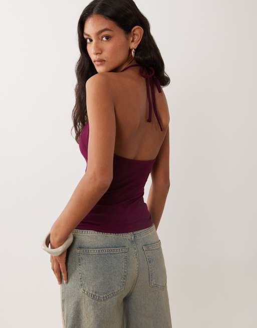 Cotton On - top halter con cuello redondo en blackberry belle, 4 de 4