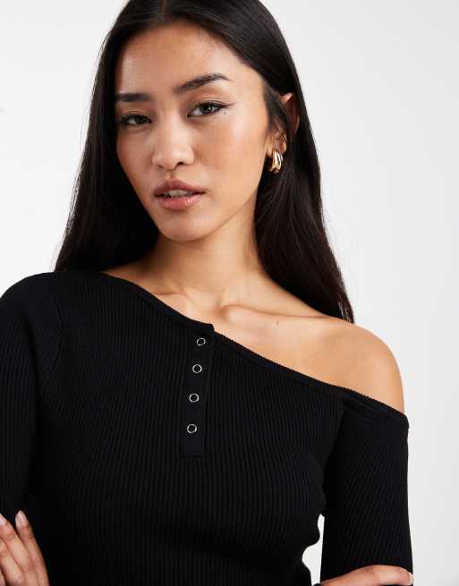 Cotton On - Top Henley à épaules dénudées - Noir, 4 de 4