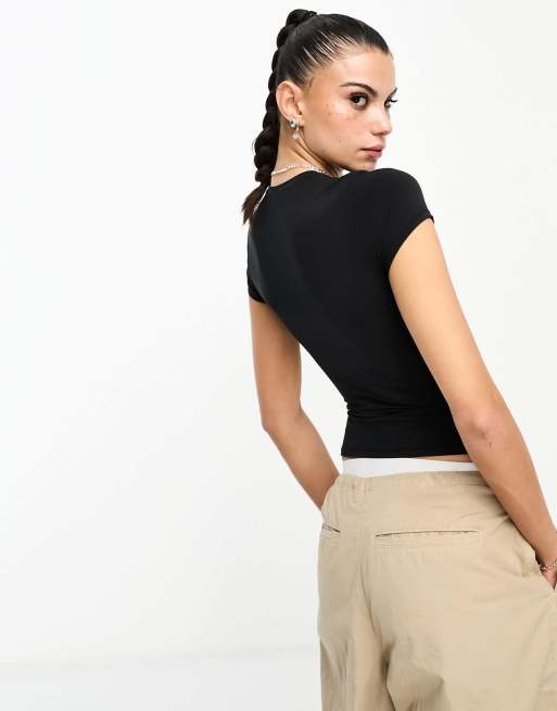 Cotton On - Top in jersey del pigiama nero, 3 di 4