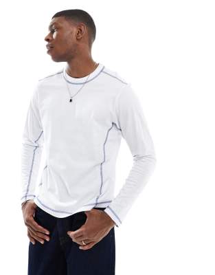Cotton On - Top manches longues à coutures contrastantes - Blanc