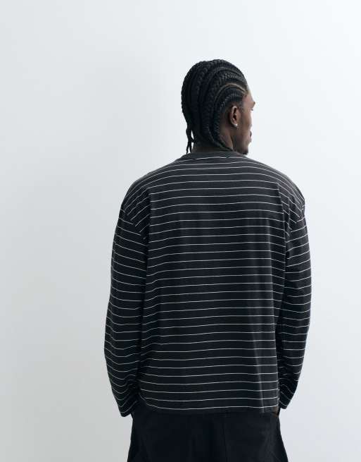 Cotton On - Top manches longues coupe classique à rayures - Noir et blanc, 5 de 5