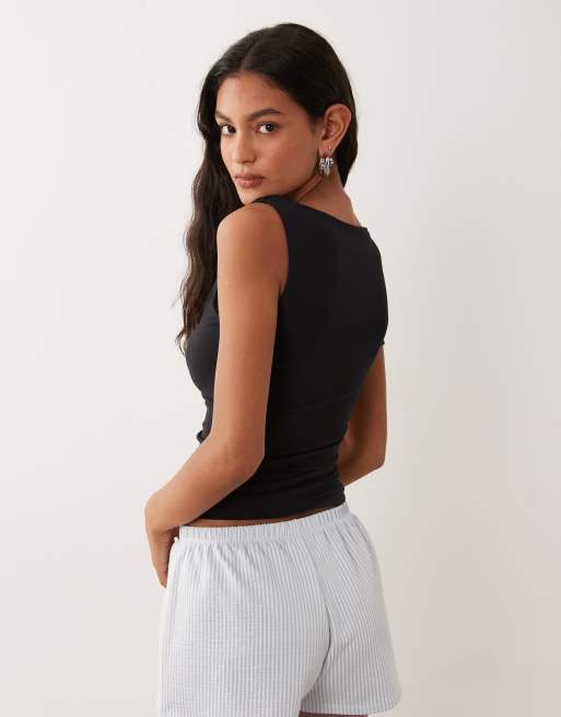 Cotton On top med hulmønster, offshoulder og indsnøret talje i sort, 4 af 4