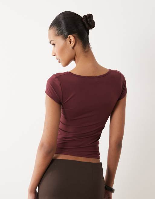 Cotton On top met korte mouwen in sour cherry, 4 van 4