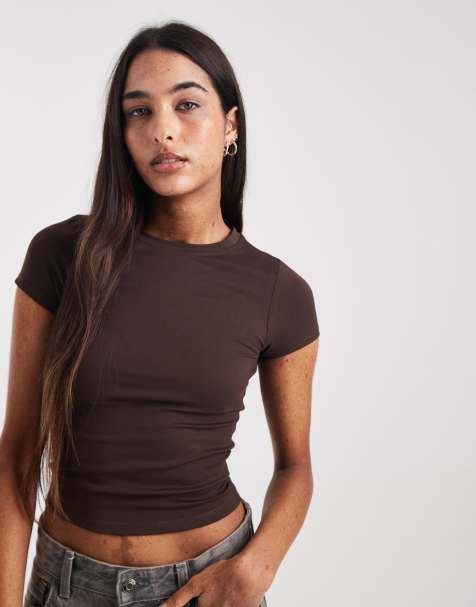 Cotton On - Top ultra attillato color marrone scuro - view 1