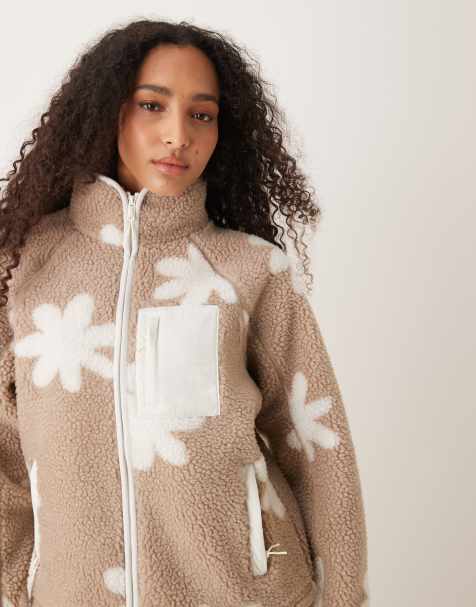Cotton On Trail sherpa zip through in beige - view 1