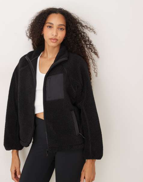 Cotton On Trail sherpa zip through in black - view 1