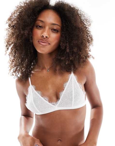 Cotton On - Triangel bralette van delicaat kan in crème - view 1