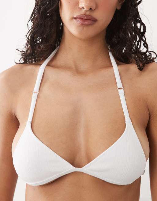 Cotton On – Triangel-Bustier aus Jersey in Weiß mit Neckholder, 4 von 4