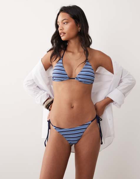 Cotton On triangle bikini set in ella navy stripe - view 1