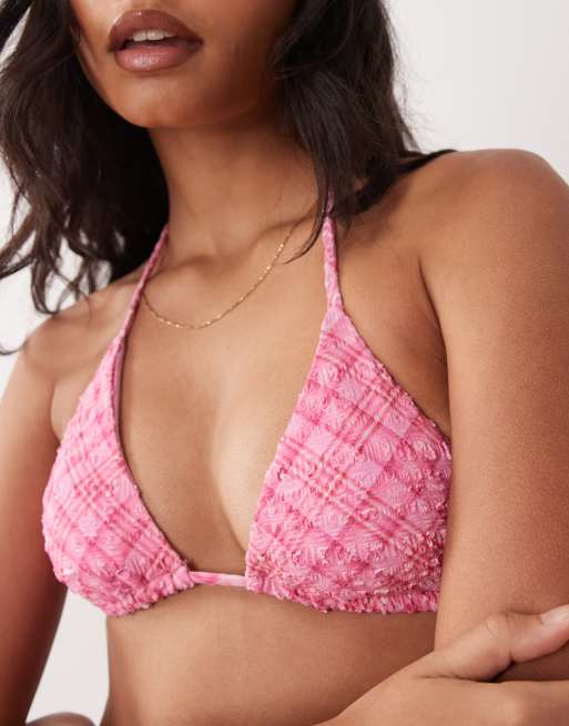 Cotton On triangle bikini set in tessa pink check, 2 of 4