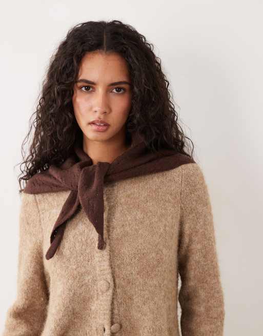 Cotton On triangle knit scarf in brown, 2 of 3