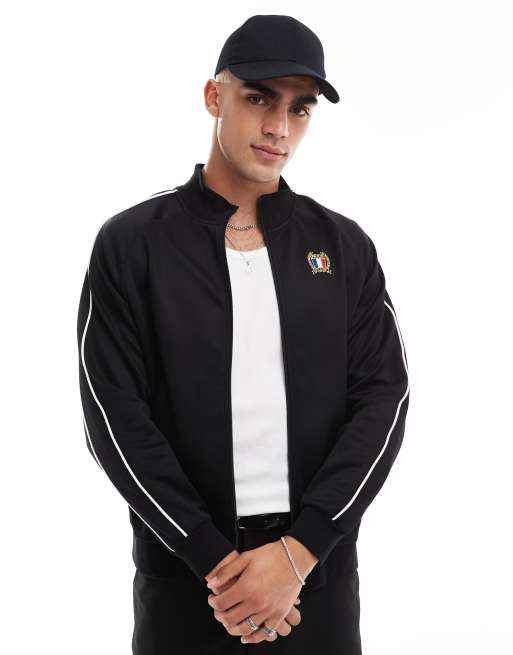 Cotton On tricot sports zip up jacket in black