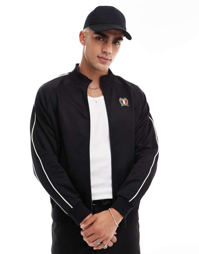 Cotton:On - Cotton On tricot sports zip up jacket in black