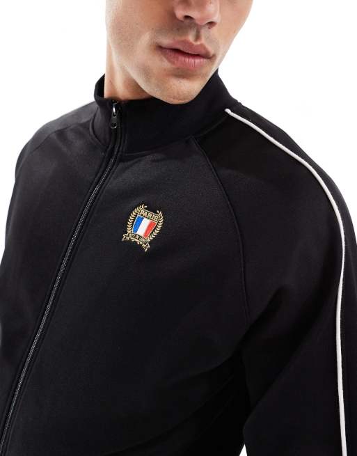 Cotton On tricot sports zip up jacket in black, 2 of 4