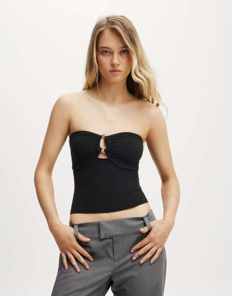 Cotton On Trim buckle detail tube top in black - view 1