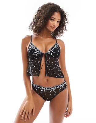 Cotton:on Cotton On Trixie Bow Longline Bralette In Black