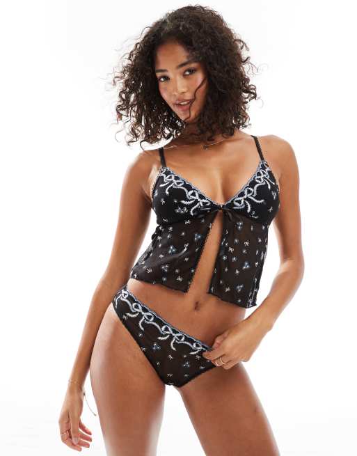 Cotton On - Trixie - Slip nero con fiocchetti, 2 di 4