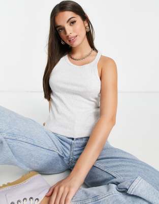 Cotton On turn back tank in grey 