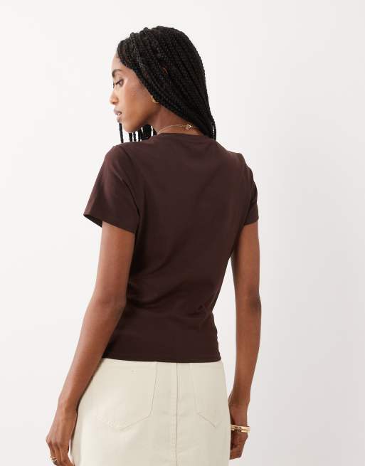 Cotton On twist detail short sleeve tee in dark oak , 4 of 4