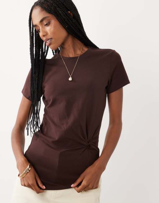 Cotton On twist short sleeve tee in dark oak , 2 of 4