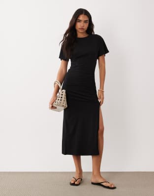Cotton On Twist Tee Maxi Dress In Black