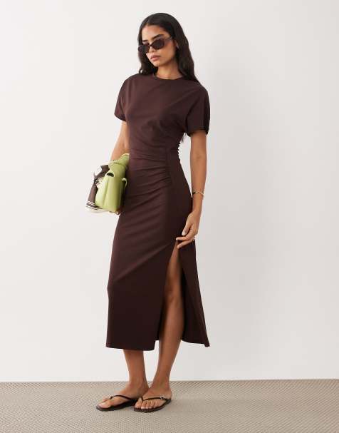 Cotton On twist tee maxi dress in dark oak - view 1