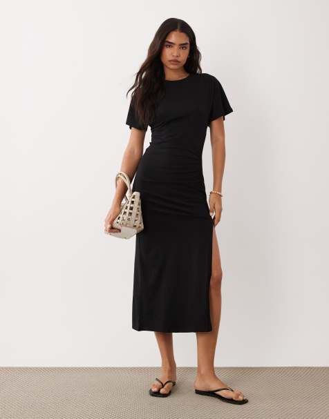 Cotton On twist tee midi dress in black - view 1