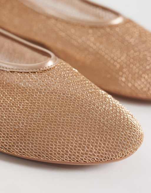 Cotton On Tylah mesh ballet flats in bronze, 3 of 4