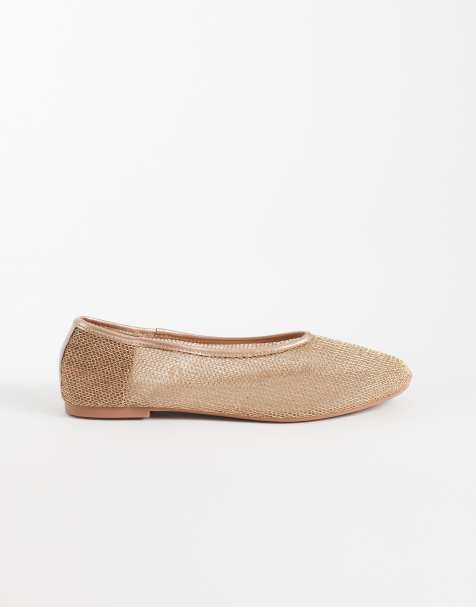 Cotton On Tylah mesh ballet pumps in bronze - view 1