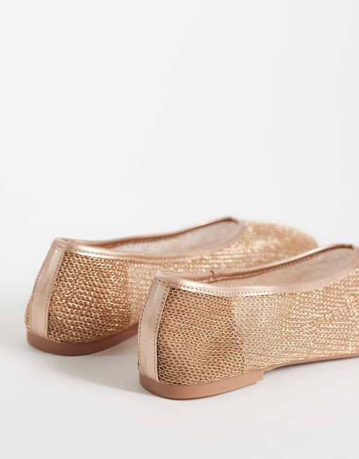 Cotton On Tylah mesh ballet pumps in bronze, 4 of 4