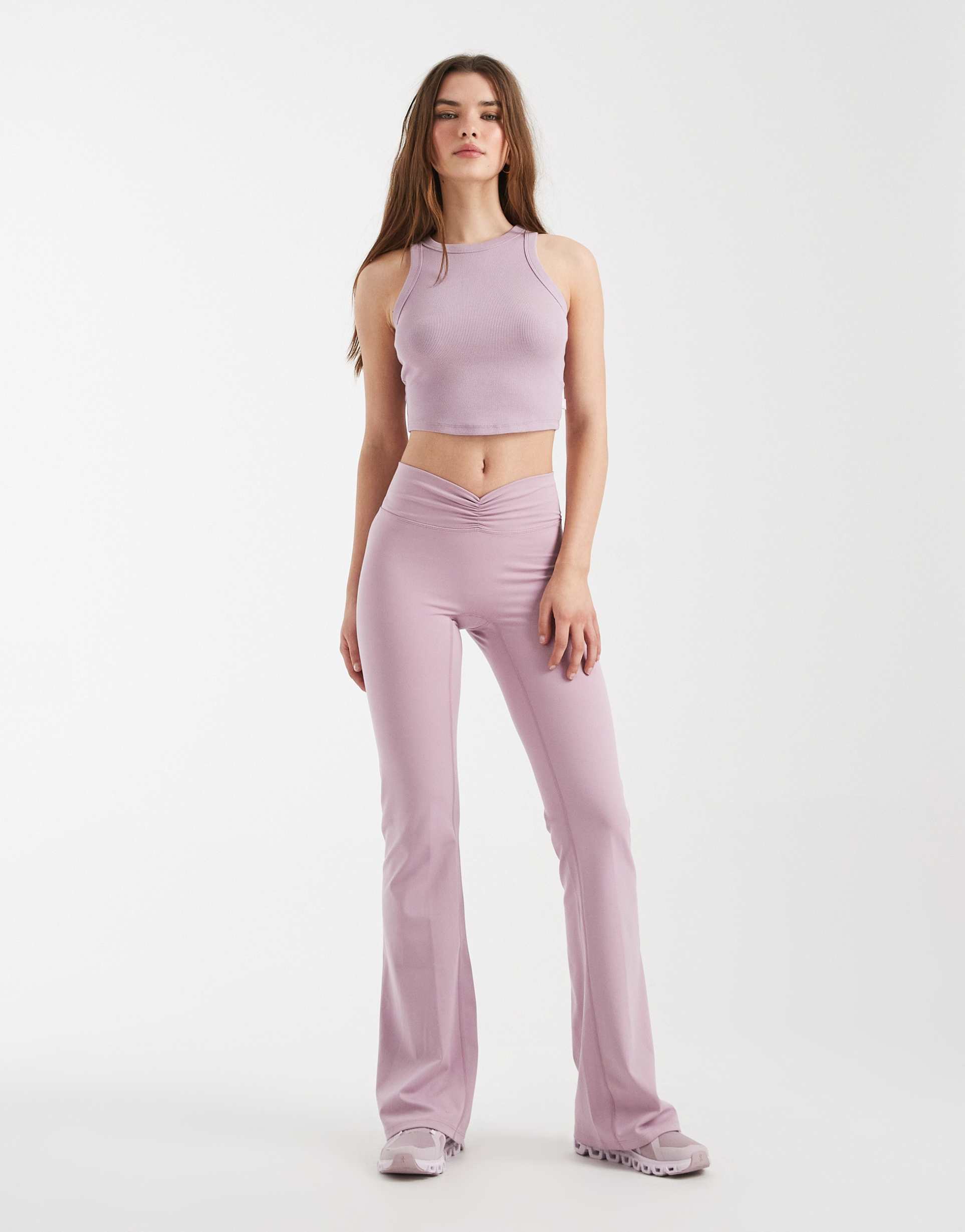 cotton on ultra luxe invisible scrunch flare leggings in dawn pink