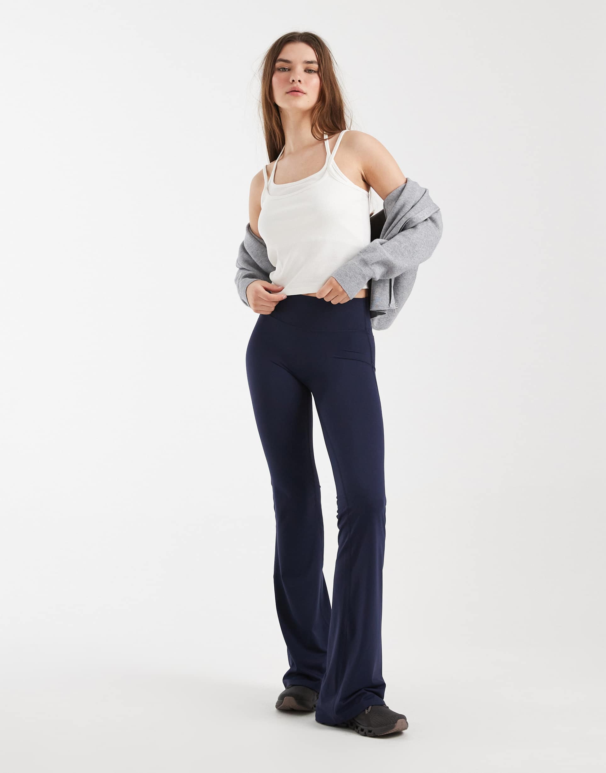 cotton on ultra luxe invisible scrunch flare leggings in navy