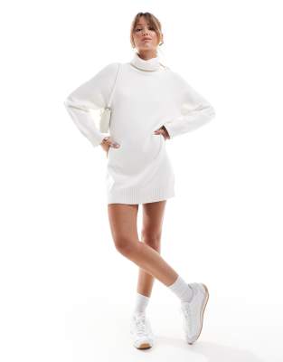 Thumbnail - Cotton On - Ultra Luxe - Mini-Strickkleid in meliertem Porzellanweiß mit Rollkragen-Grau