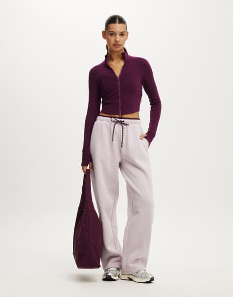 Cotton On Ultra soft contour long sleeve zip through in burgundy