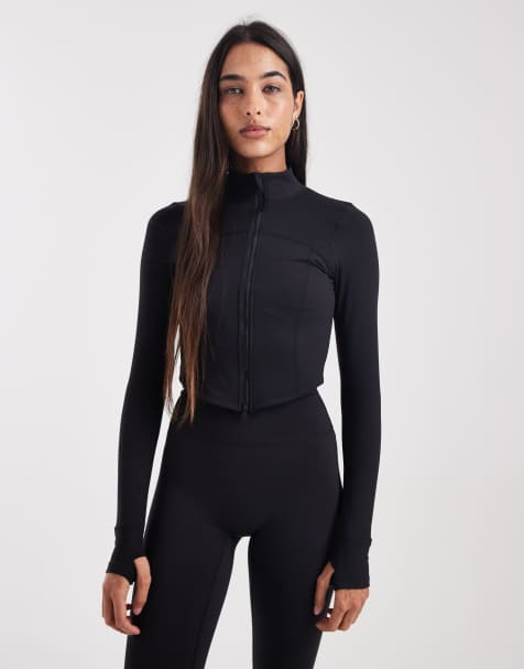 Cotton On ultra soft contour zip through jacket in black  - view 1